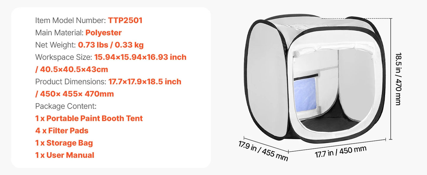 Portable Paint Booth Tent Painting Tent Station Spray Shelter w Built-in Floor Large Space Oxford Spray Painting Tents