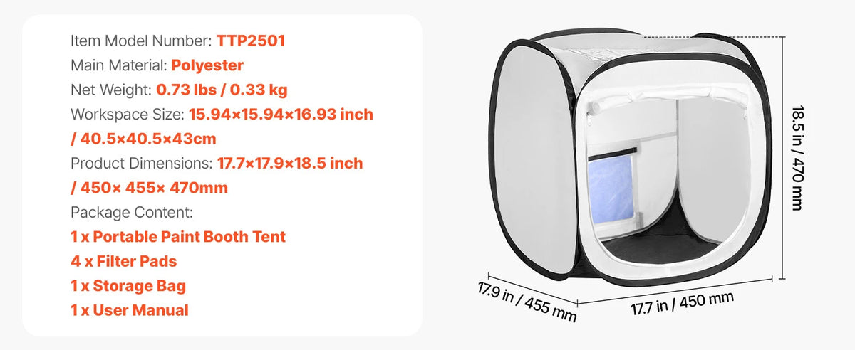 Portable Paint Booth Tent Painting Tent Station Spray Shelter w Built-in Floor Large Space Oxford Spray Painting Tents