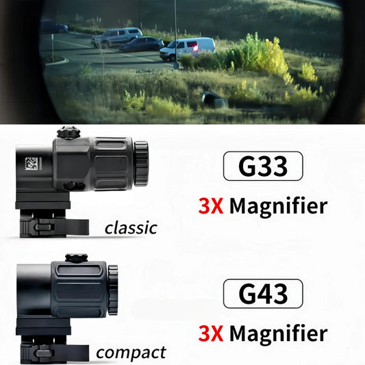 Tactical G33 G43 G45 Sight Fixed 3X 5X Magnifier Scope with Quick Disassembly and Flipping for Airsoft Hunting