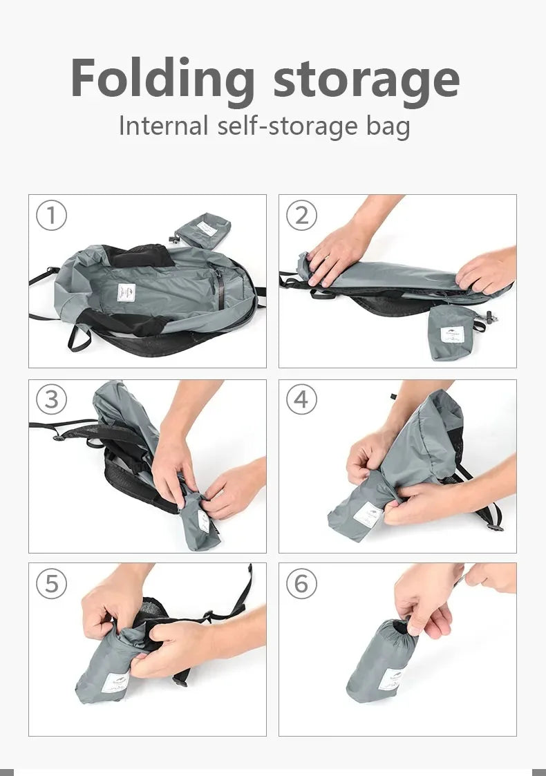 Backpack 18L Black Ultralight Outdoor Waterproof Folding Backpack for Men Women‘s Bag Camping Hiking Shoulder Bag