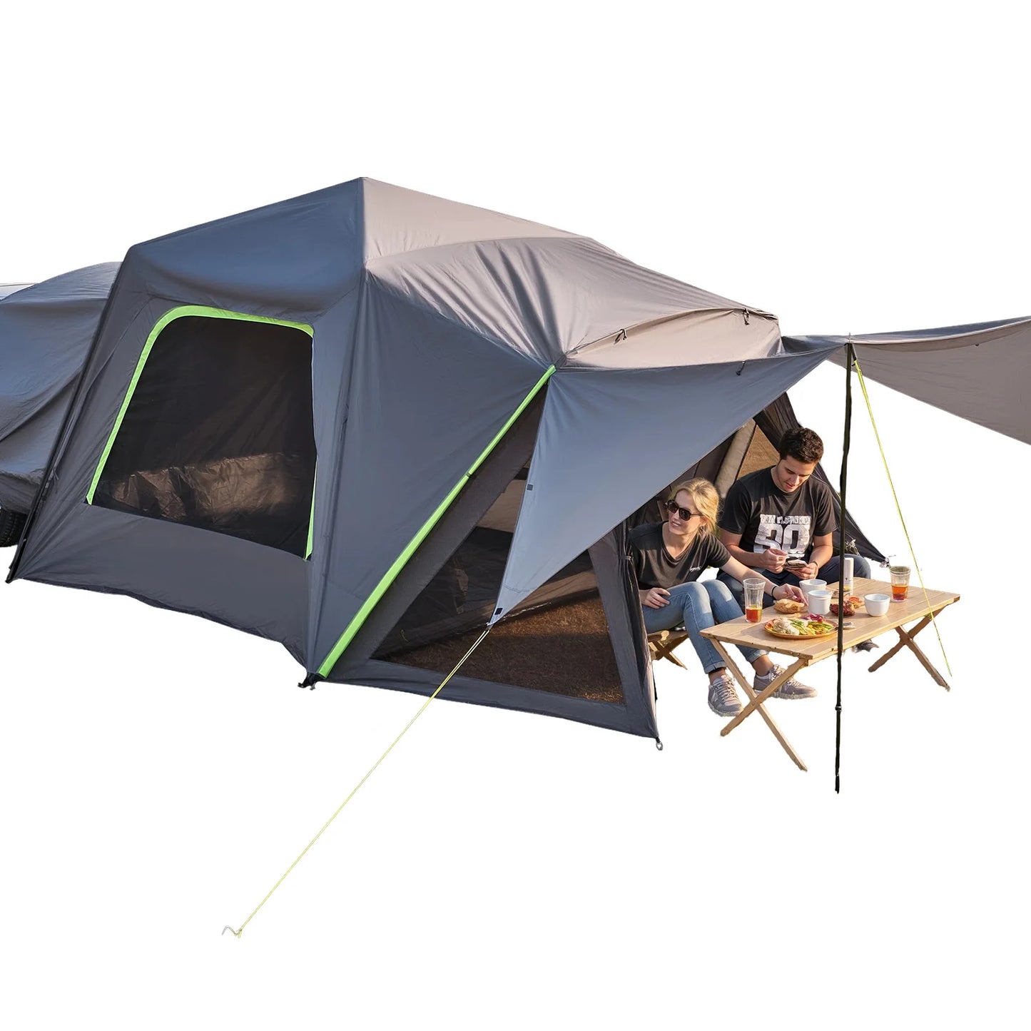 SUV Tent for Camping Waterproof PU2000mm Spacious Double Layer Design SUV Camping Tent with Shade Awning , Mesh Windows