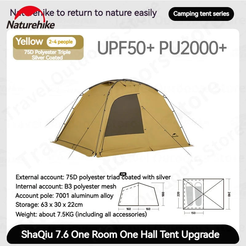 Dune 7.6 Camping Tent 2 People 4 Season Tent Ultralight PU2000mm Outdoor Travel iking Tent With Chimney Screen Window