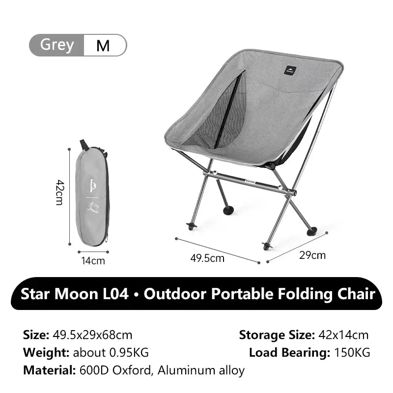 Ultralight Folding Chair L04 150kg Load Capacity for Fishing Picnic Outdoor Hiking Moon Chair Portable Relax Chair