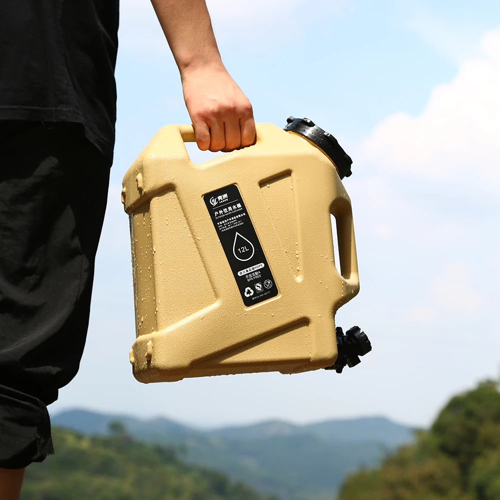 12L Camping Water Container  Water Storage Carrier Portable Large Capacity Outdoor Hiking Accessories
