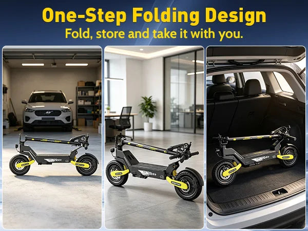 1200W Off Road Electric Scooter for Adults 48V Long Range E-Scooter 30MPH Fast Speed 11" Tubeless Tire Foldable Kick Scooter