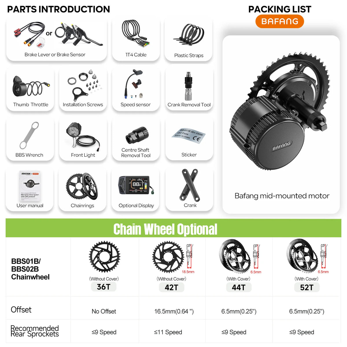 750W 48V Motor Kit Complete Set Electric Bike Middle Drive 8fun BBS02 BBS02B EBike Conversion Kit Central Bicycle Engine