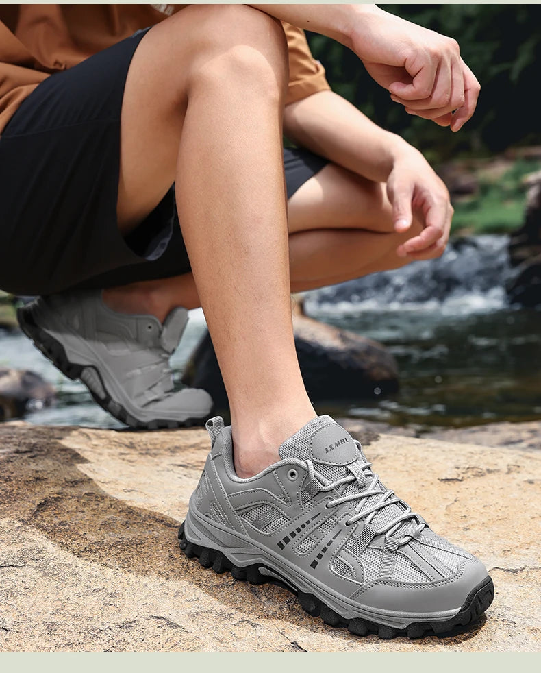 Hiking Shoes Women Shock-absorbing Lace-up Outdoor Low-top Men Shoes Comfortable Flat Breathable Casual Sneakers Men