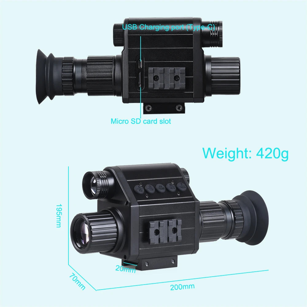 Digital Night Vision Riflescope 940nm IR Scope Sight Monocular 5X Zoom HD 1080P Video Photo 300m Night Vision for Hunting