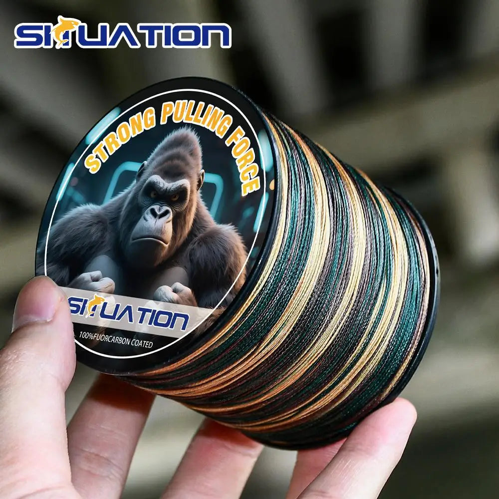 500M-546yds 4X braided PE fishing line, featuring high-visibility color coding, exceptional tensile strength, and dur