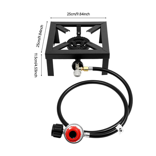 8000W Portable Double Burner Outdoor Gas Stove Propane Cooker with Adjustable 0-10Psi Regulator Hose for Patio Camping, BBQ