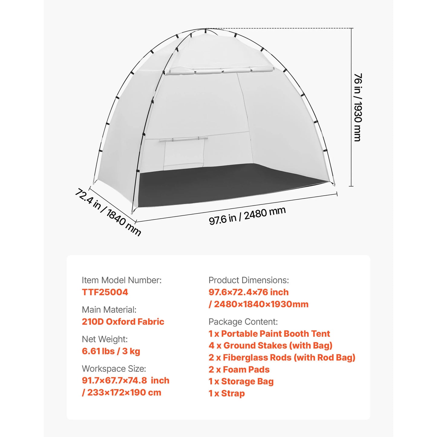 Portable Paint Booth Tent Painting Tent Station Spray Shelter w Built-in Floor Large Space Oxford Spray Painting Tents