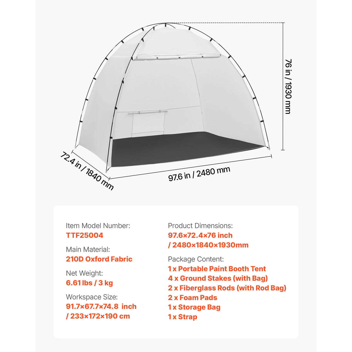 Portable Paint Booth Tent Painting Tent Station Spray Shelter w Built-in Floor Large Space Oxford Spray Painting Tents
