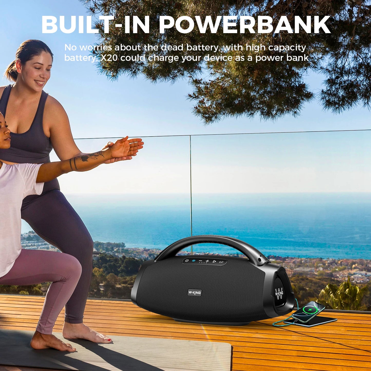 X20 200W RMS Portable Bluetooth Speakers, Massive Bass Party Boombox IPX7 Waterproof Speaker Large, Loud Outdoor Speaker