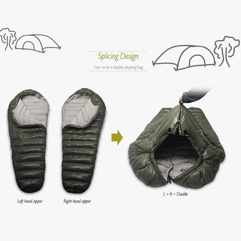 Cold Temperature Winter Sleeping Bag Down Sleeping Bag Winter Camping Sleeping Bag Double
