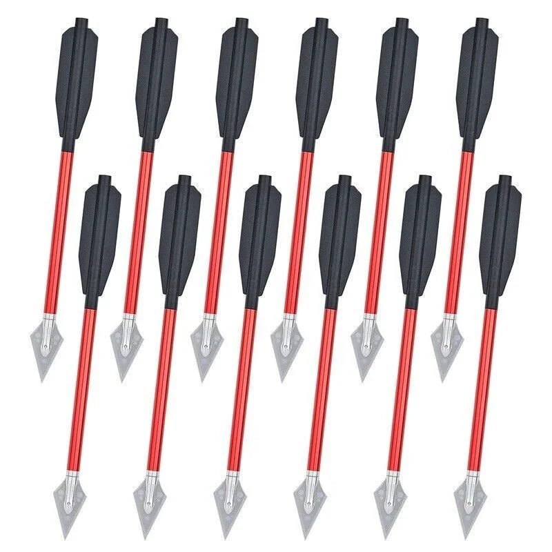12pcs Archery Aluminium Arrows Black/Gold/Red 6.7 inch Crossbow Bolt Blade Arrowheads Hunting Shooting Target Outdoor Sports