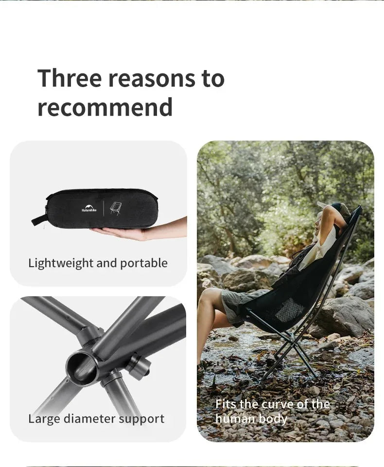 Ultralight Folding Chair L04 150kg Load Capacity for Fishing Picnic Outdoor Hiking Moon Chair Portable Relax Chair