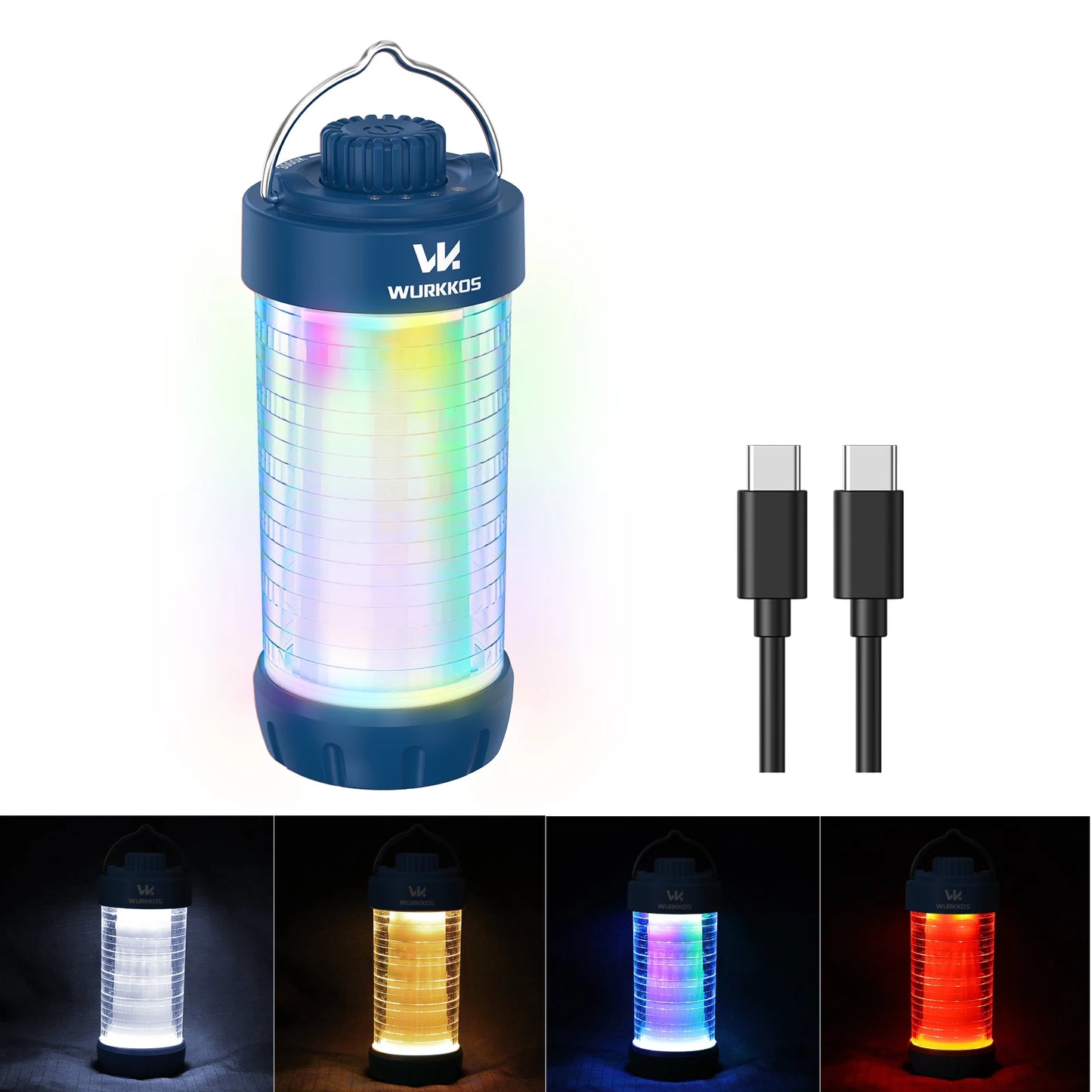 Camping Lantern 550LM Rechargeable LED Flashlight Waterproof EDC Work Light RGB Torch Power Bank Mini Magnetic Lamp