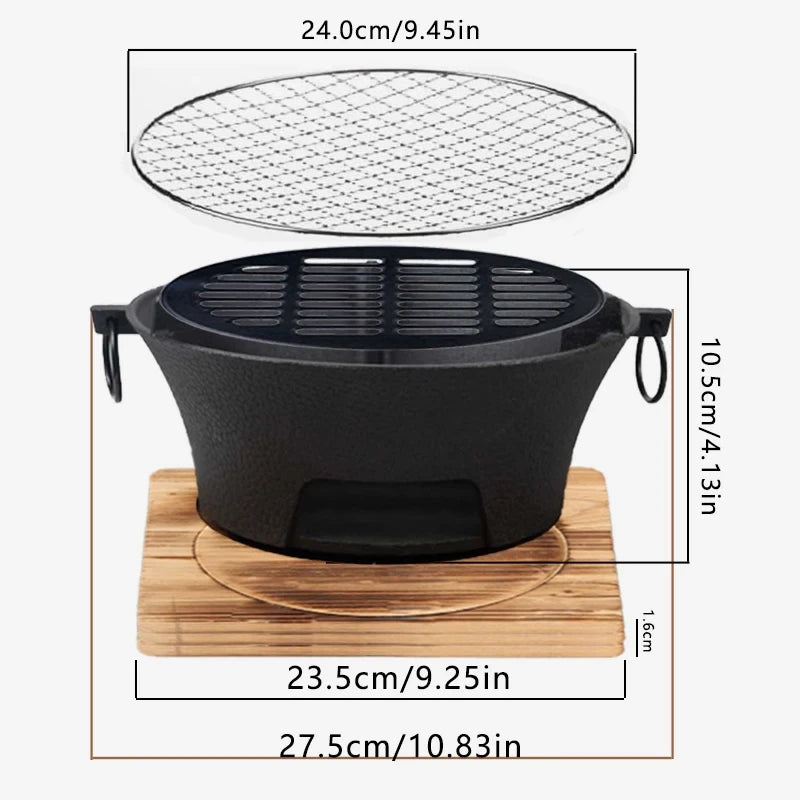 Cast Iron Oven Fireplace Charcoal And Alcohol Stove Barbecue Family Outdoor Picnic Water Tea Boiling Stove Garden Camping