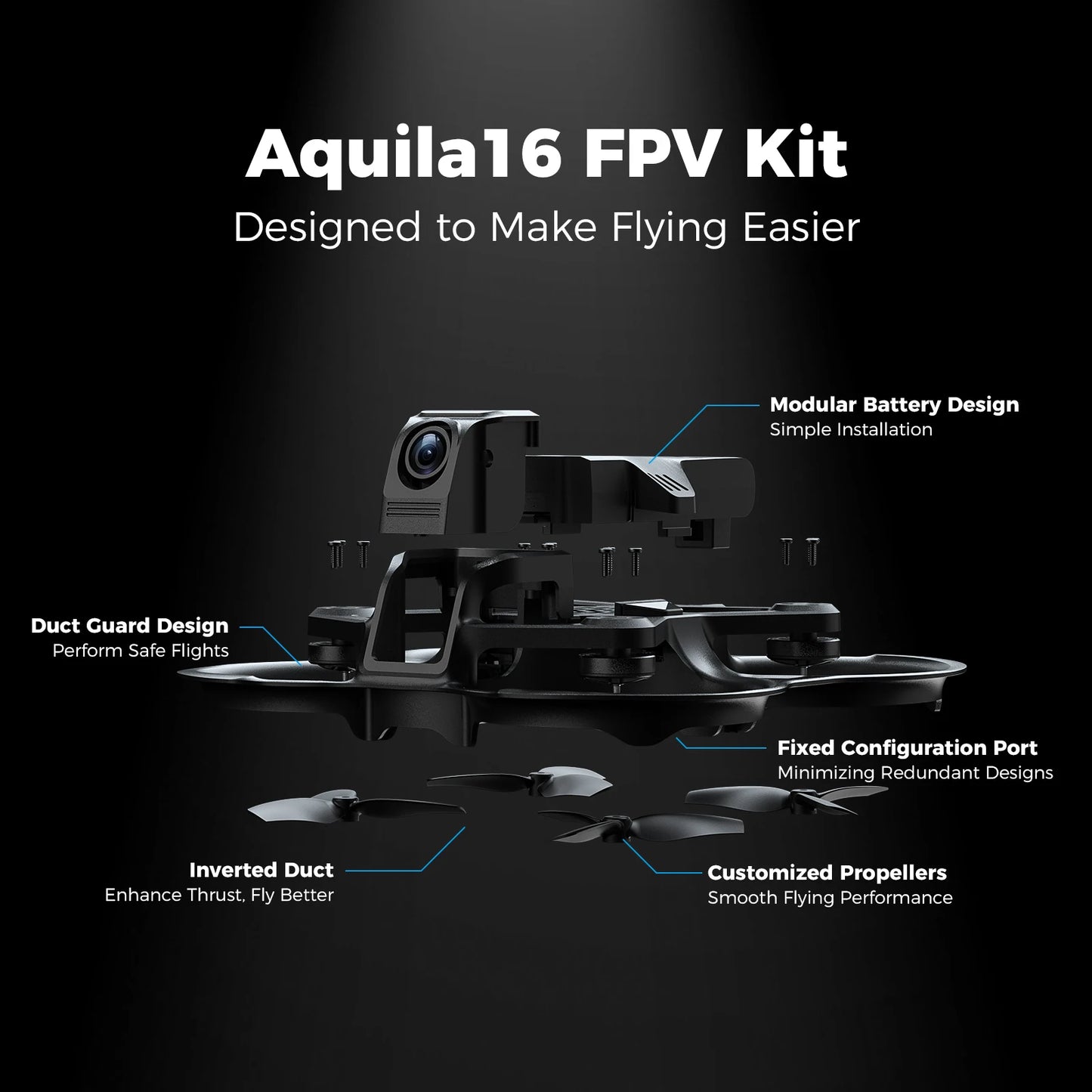 Aquila16 FPV Kit Brushless Racing Drone Professional Quadcopter Indoor Outdoor Camera Drone