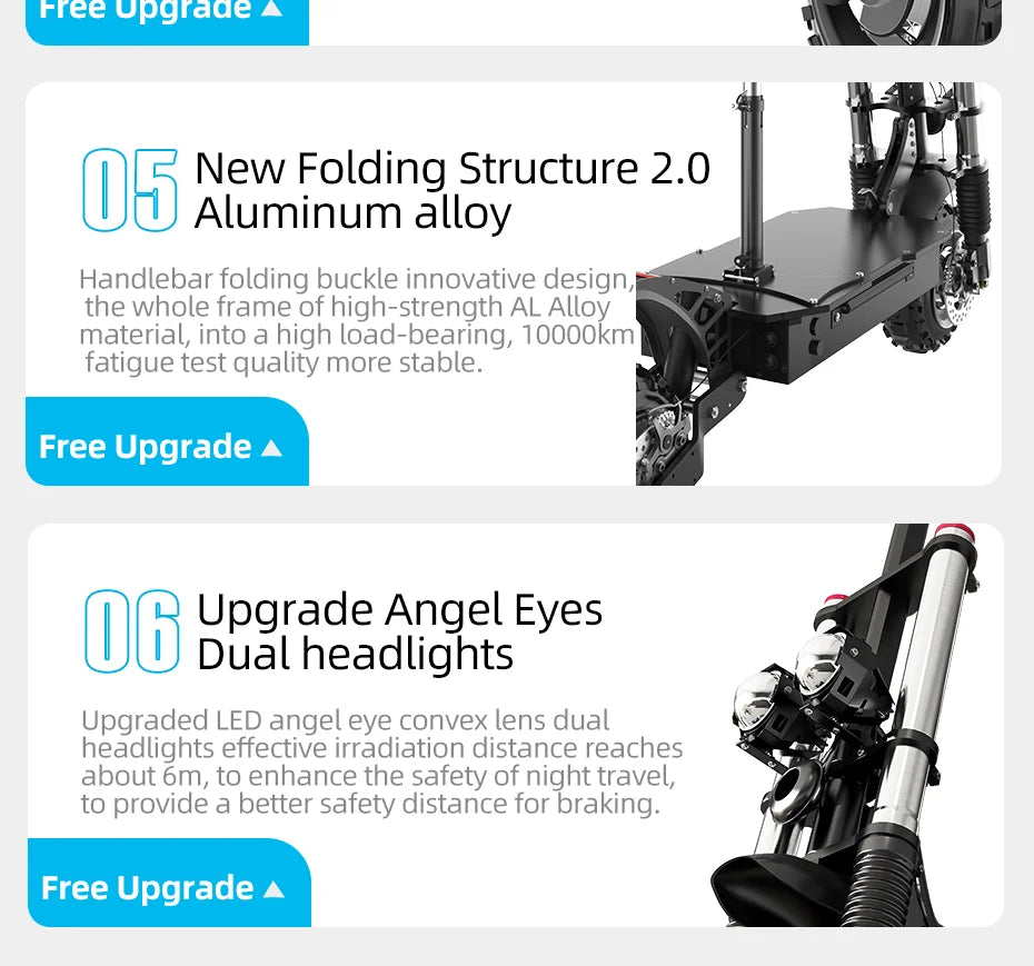 60-85KM/H Fast Electric Scooter for Adults, 1200W-6000W High Power E Scooter Single/Dual Motor, 48V 52V 60V 72V Long Range 40-100KM, 10Ah-30Ah Battery, 11 Inch Off Road Fat Tire All Terrain Electric Scooter with Dual Suspensi
