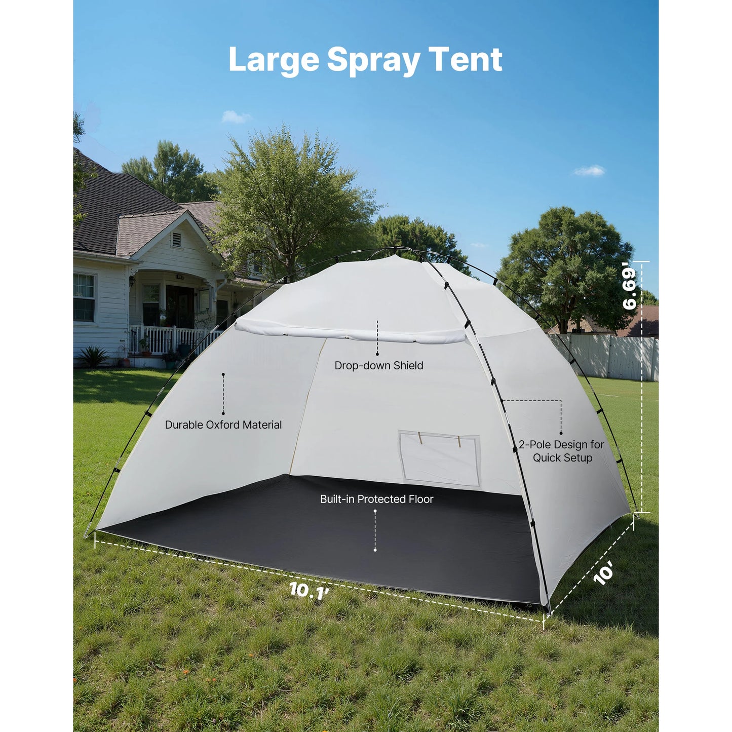 Portable Paint Booth Tent Painting Tent Station Spray Shelter w Built-in Floor Large Space Oxford Spray Painting Tents