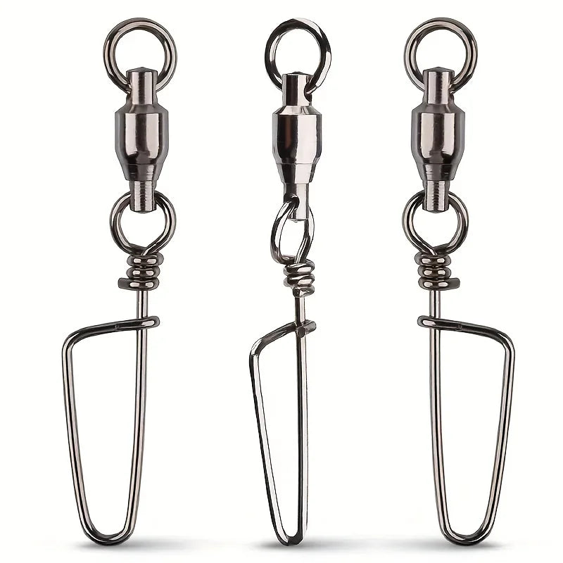 20pcs Stainless Steel Fishing Swivels High Strength Ball Bearing Snap Swivels for Saltwater Durable Fishing Accessories
