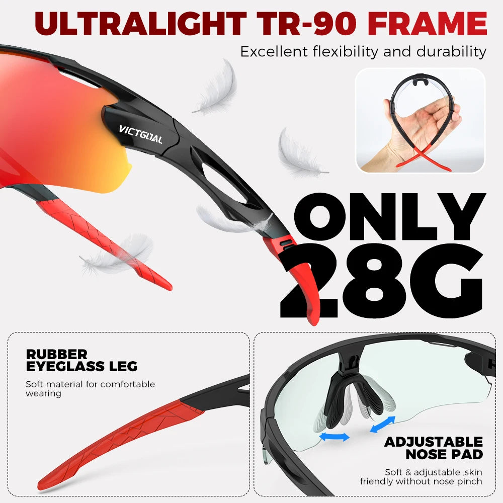 Photochromic Cycling Sunglasses for Men Women Sports UV400 Protection Bicycle Eyewear MTB Mountain Road Bike Eyeglass