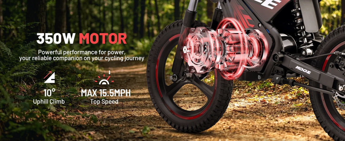 HP01E 36V 350W Electric Dirt Bike for Kids, 2 Speed Modes, Electric Motorcycle Up to 15.5 MPH & 9.5 Miles Long-Range.