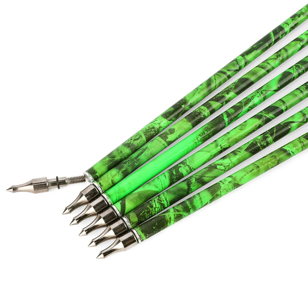 Archery Arrows 30 Inch Camo Mixed Carbon Spine 500 ID6.2mm with Rubber Vanes for Hunting Target Shooting Practice