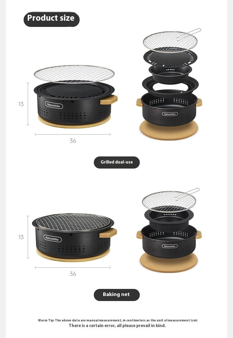 Outdoor Tabletop Barbecue Stove High Temperature Resistant Charcoal Pot Split Storage Camping Gear Picnic BBQ Stove