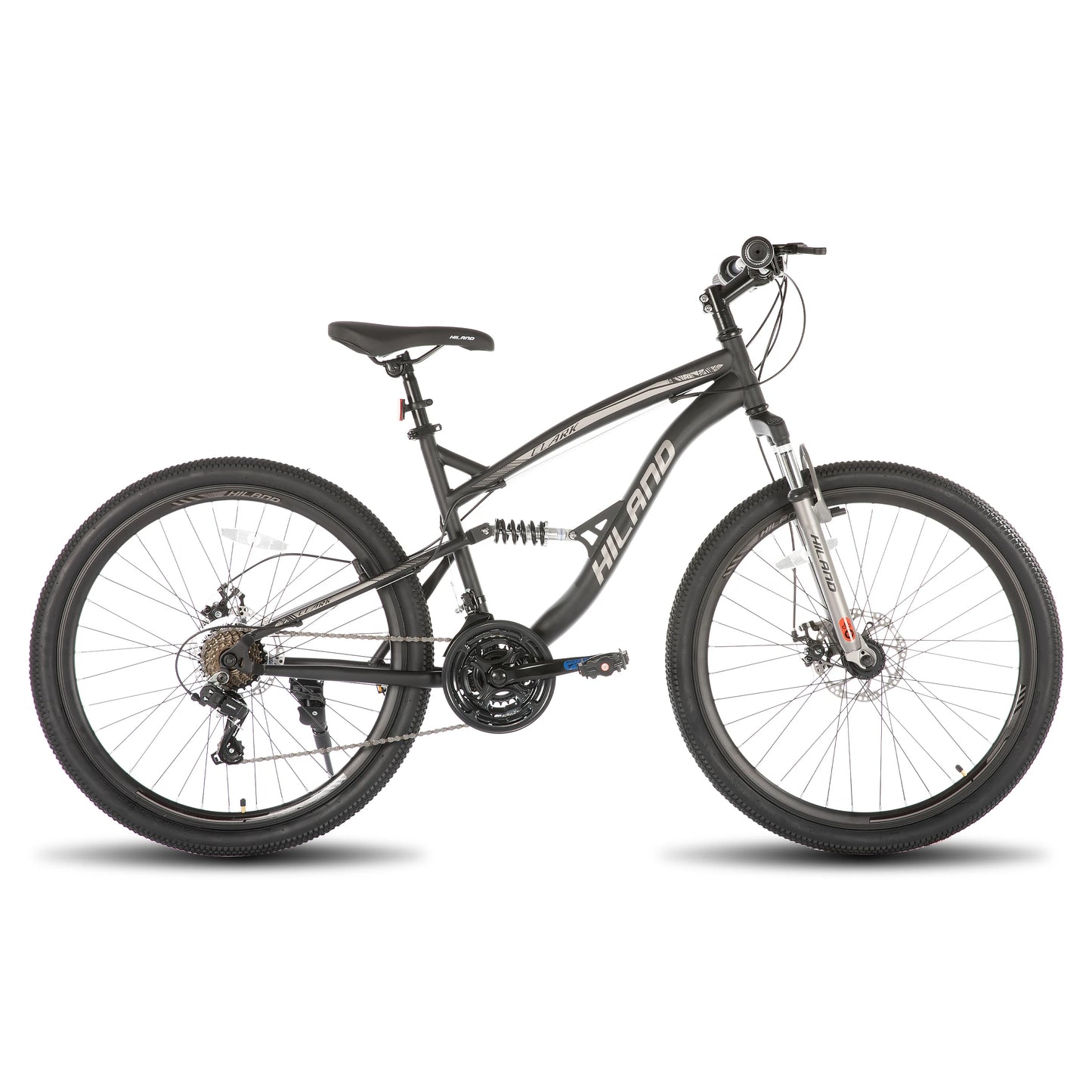 Full Suspension Mens Mountain Bike, 21 Speed, 26 Inch Wheel, Dual Disc Brake Bike for Men Womens Adult Bicycle