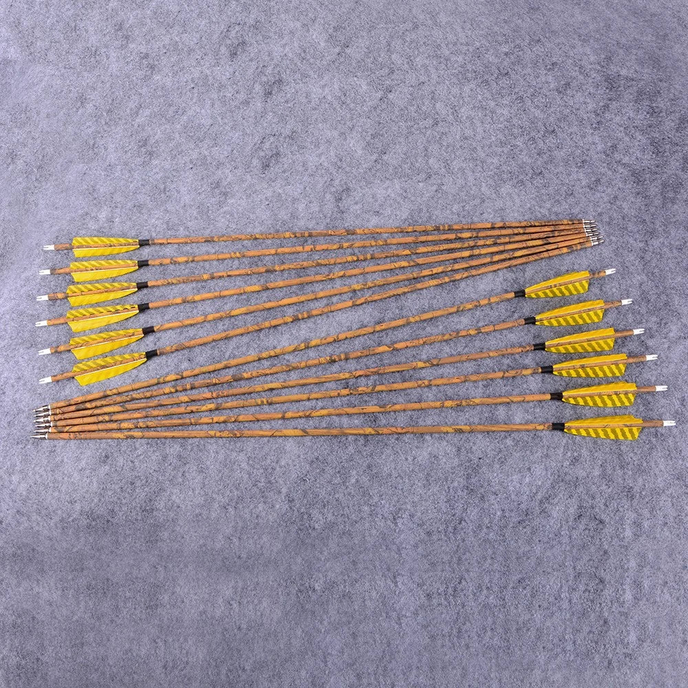 Carbon Arrows 30 Inch Spine 500 Mixed Carbon Shaft ID6.2mm Shield-Shaped Turkey Feathers for Hunting Target Shooting Practice