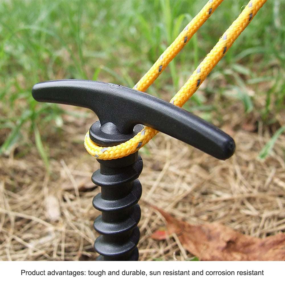 10pcs/set Windproof Fixed Ground Nails Camping Peg Screw Stakes Hiking Tent Pins for Mountaineering Fishing 14.5x7cm