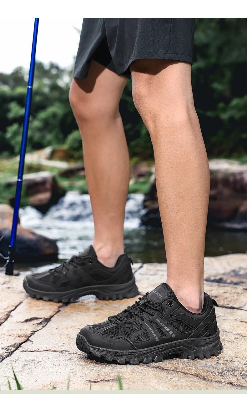 Hiking Shoes Women Shock-absorbing Lace-up Outdoor Low-top Men Shoes Comfortable Flat Breathable Casual Sneakers Men