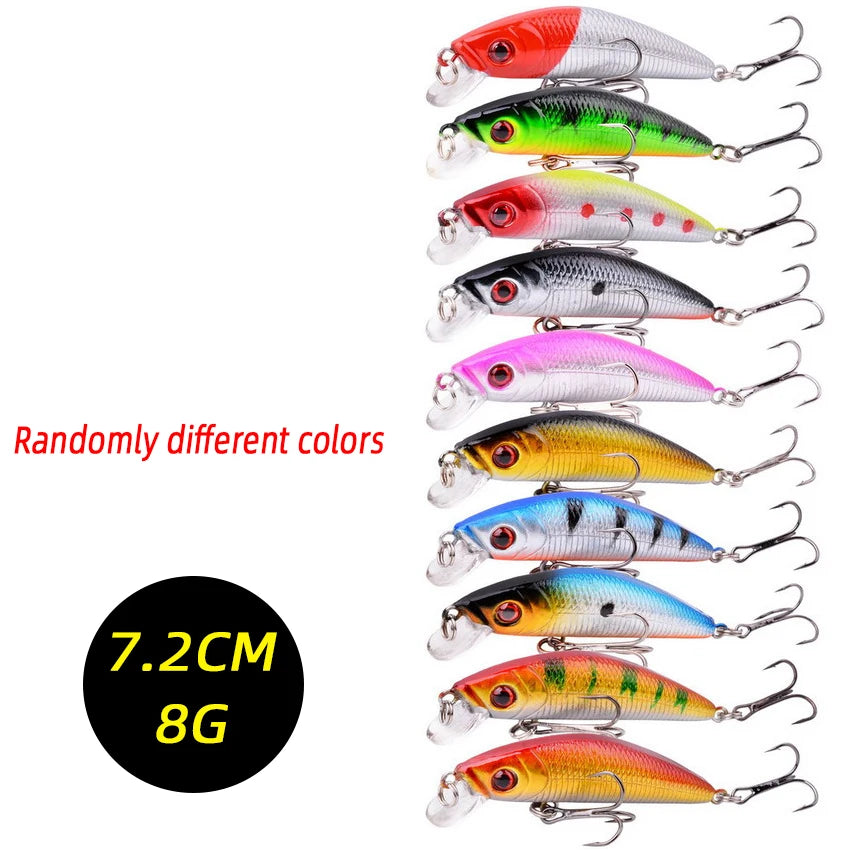 3/5/8PCS Random Fishing Lure Set Fishing Wobble Set Mini Crank Fishing Lure Artificial Bait Kit Minnow Fishing Accessories