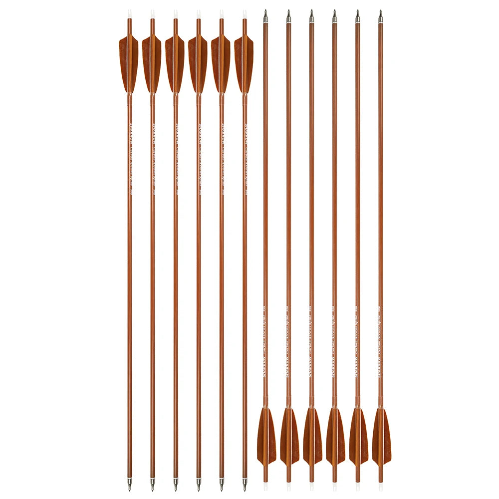 12pcs Mixed Carbon Arrows Spine 500 31.5 Inch Archery ID6.2mm Shaft Turkey Feather for Recurve Bow Target Hunting Shooting Acc