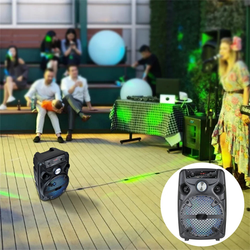 1100W Portable Bluetooth Party Speaker 8" Subwoofer w/Stand Sound System Dj Karaoke RGB Light Rechargeable Speaker with Mic