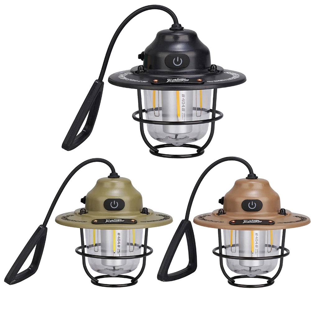 LED Camping Lantern Dimming Emergency Lamp Type C Charging Retro Camping Light 4 Light Modes Multifunction for Fishing Camping