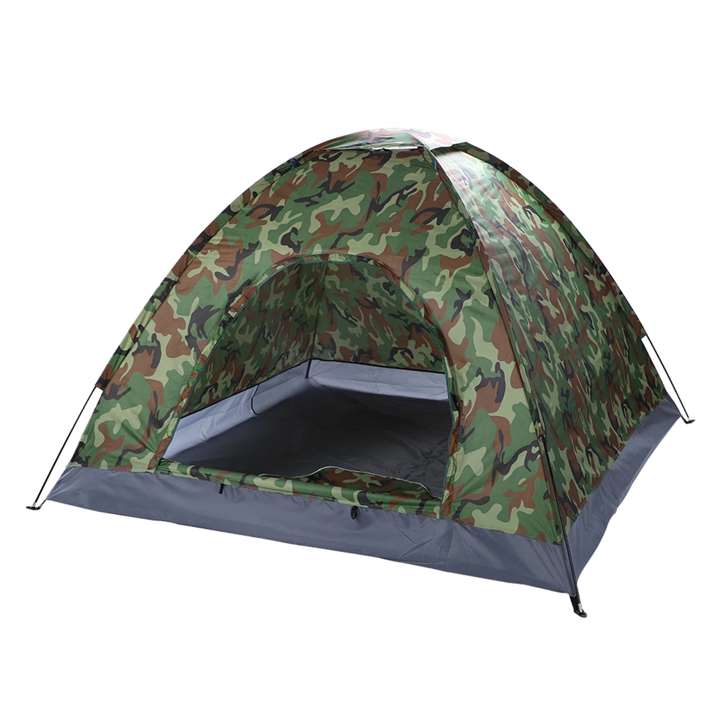 3 4 Person Camping Dome Tent Waterproof UV Proof 180T Silver Coated Polyester Fiberglass Poles Portable Bag Outdoor Camouflage