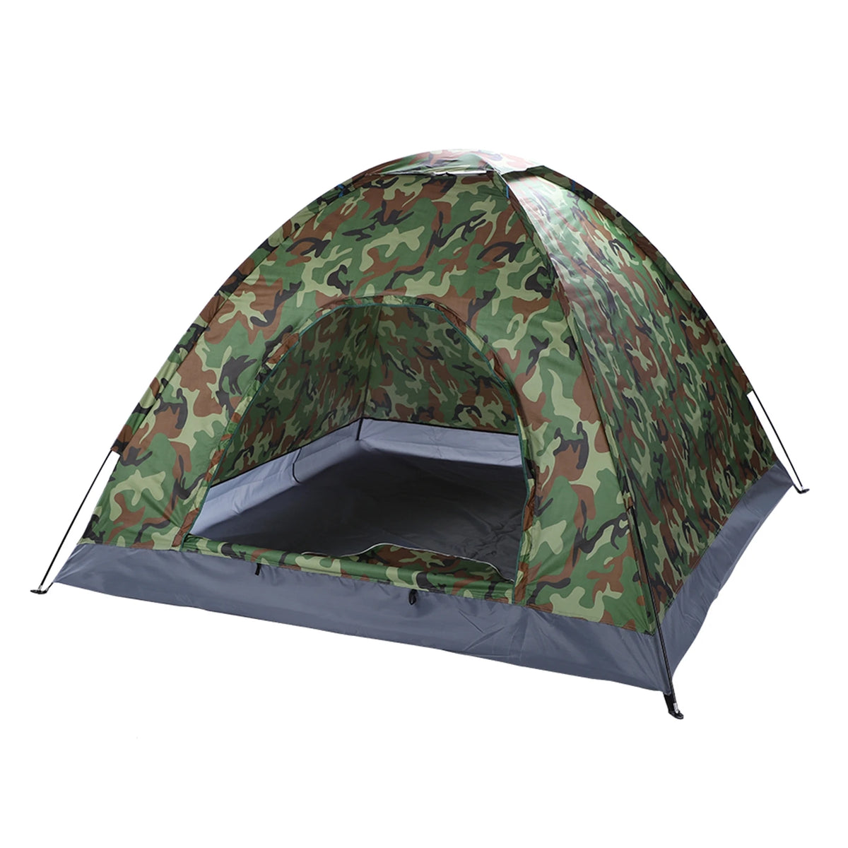 3 4 Person Camping Dome Tent Waterproof UV Proof 180T Silver Coated Polyester Fiberglass Poles Portable Bag Outdoor Camouflage