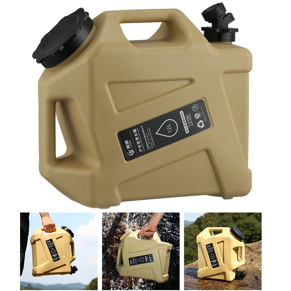 12L Camping Water Container  Water Storage Carrier Portable Large Capacity Outdoor Hiking Accessories