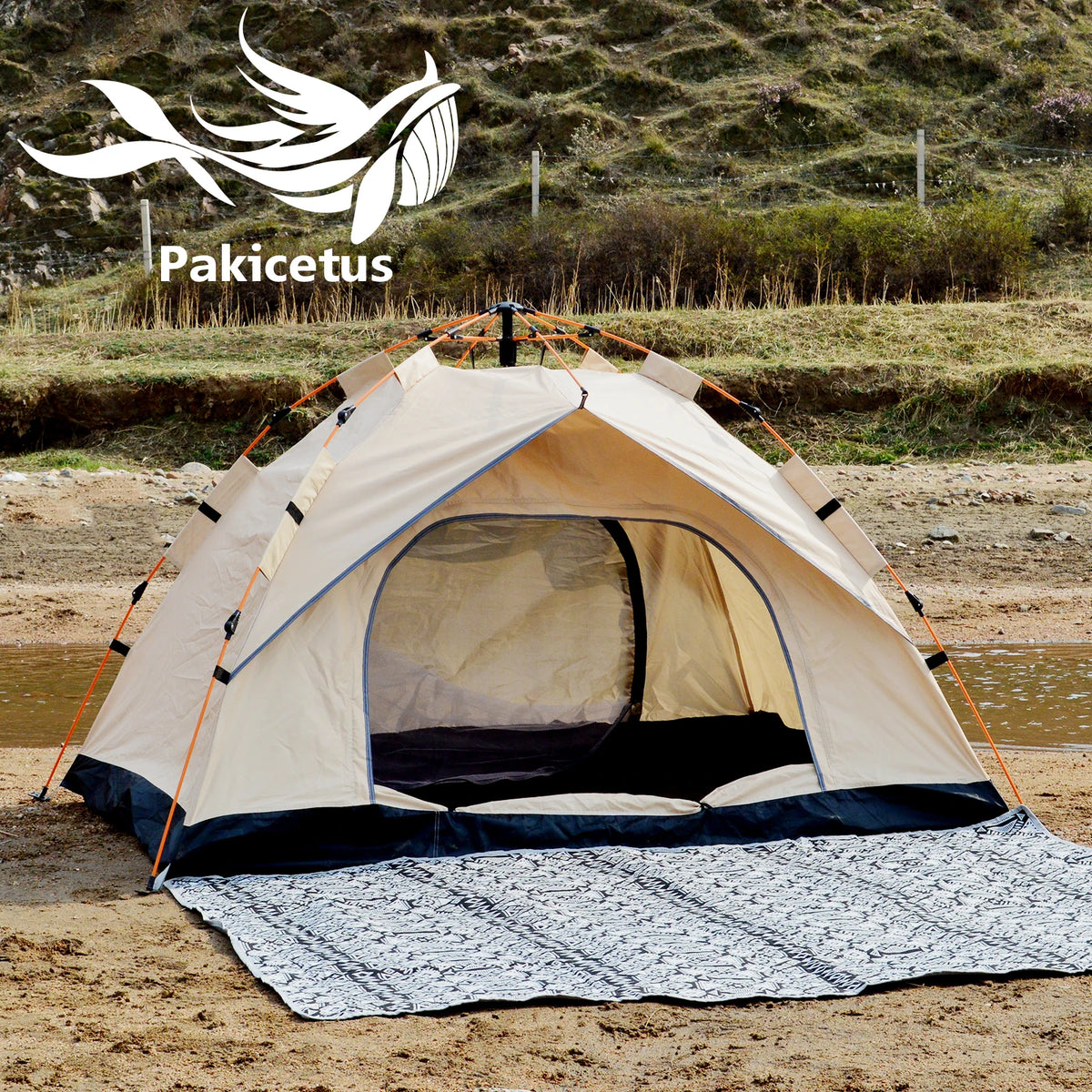 Instant Golden Tent - Portable 3-4 Person Sun & Rain Shelter for Beach & Camping