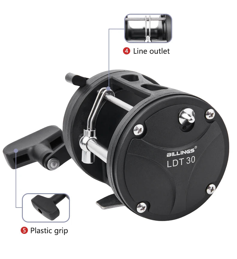 Trolling Drum Fishing Reels 33LB Max Drag 3.8:1 Gear Ratio High Toughness Body Freshwater & Saltwater Universal Bait Caster Fishing Reel