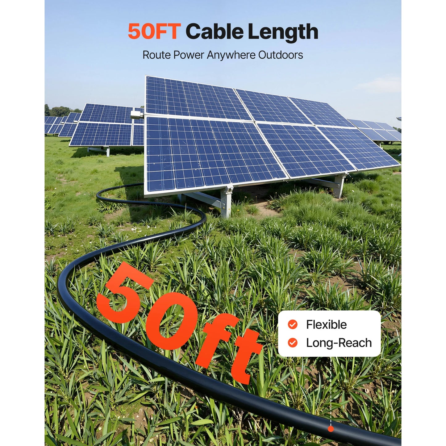 Solar Panel Wire 50 ft Black + 50 ft Red Kit / 65 ft Black + 65 ft Red Kit / 100 ft Black + 100 ft Red Kit PV Tinned Copper Wire for Outdoor Home Off-Grid Photovoltaic Systems Black and Red