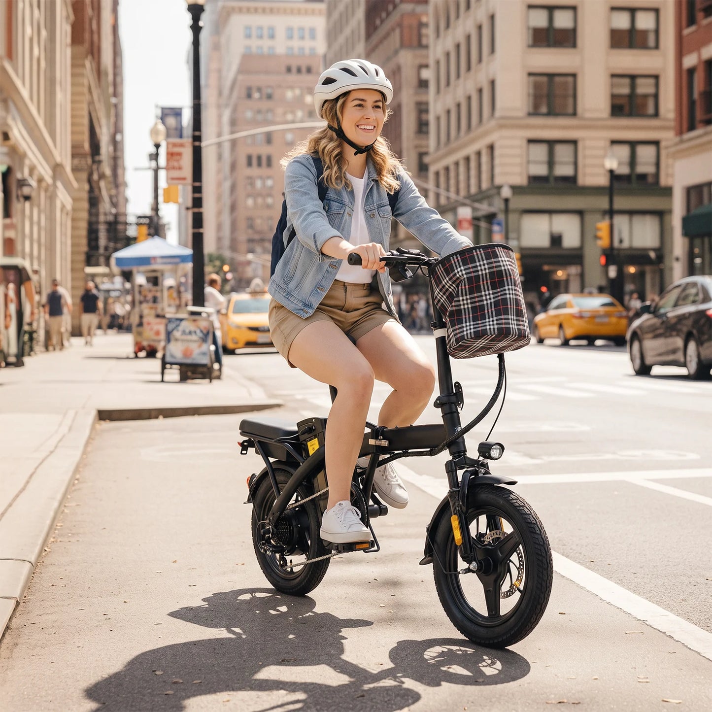Lightweight Folding Electric Bike for Adults 48V 750W Peak Power 20MPH 18-22 Miles Range 14Inch Disc Brake Commuter E-bike