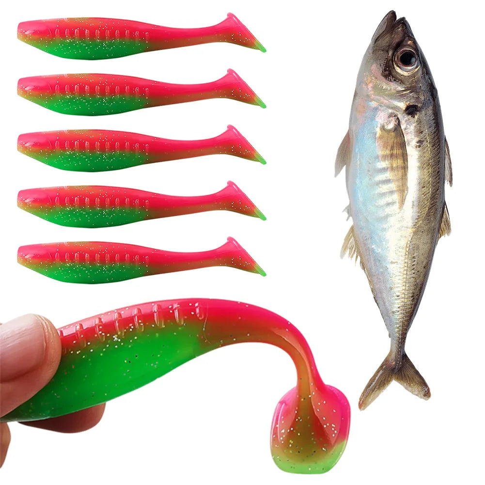 5Pcs Fishing Lures 10cm 9g T Tail Soft Lures Wobblers Artificial Baits Swimbait for Bass Fishing
