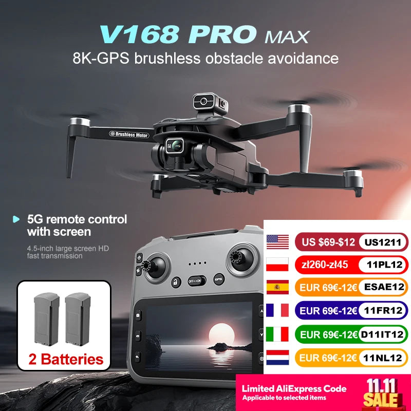 Mini Drone Screen Ccontrol 8K HD Dual Cameras Remote 5G WIFI FPV Remote Control Portable Obstacle Avoidance Drone