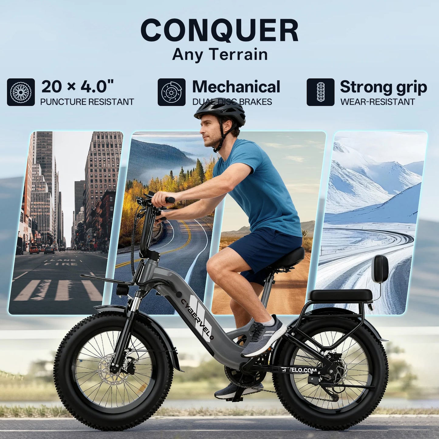1000W Peak Step-Thru Electric Bike for Adults 20" Fat Tire 7-Speed Commuter E-Bike Up to 80 Miles Long Range 48V 20Ah Removable Battery EK12 EK8