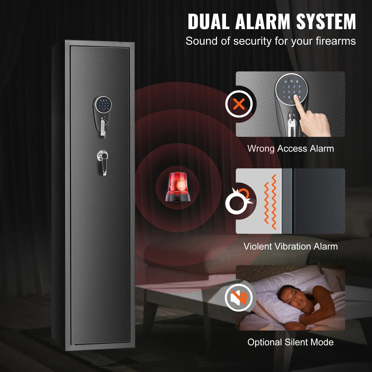 3-8 Rifles Gun Safe with Digital Keypad & Lock Gun Storage Cabinet with Removable Storage Shelf for Long Gun Pistols