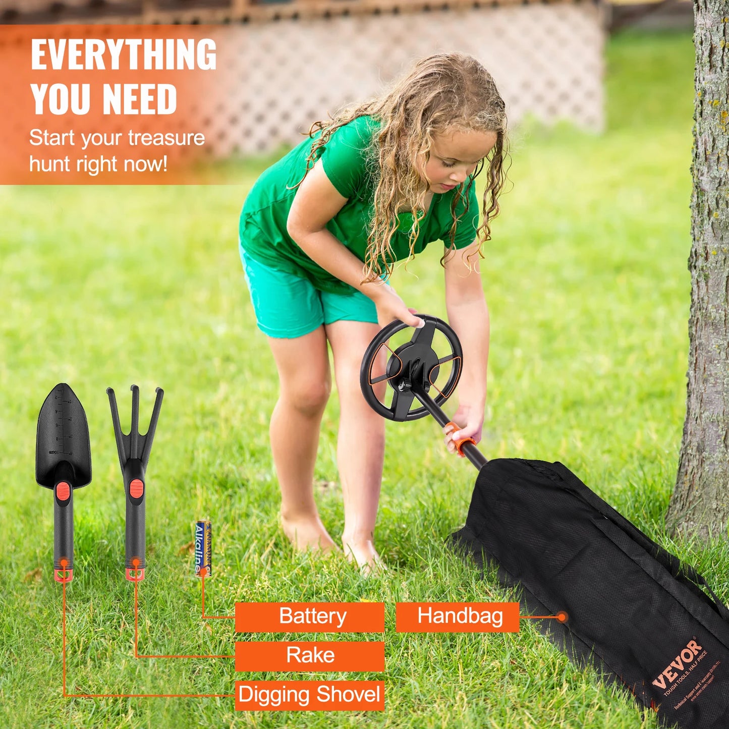Metal Detector for Kids 6Inch 25''-37''Adjustable Length IP68 Waterproof Search Coil with LCD for Detecting Gold